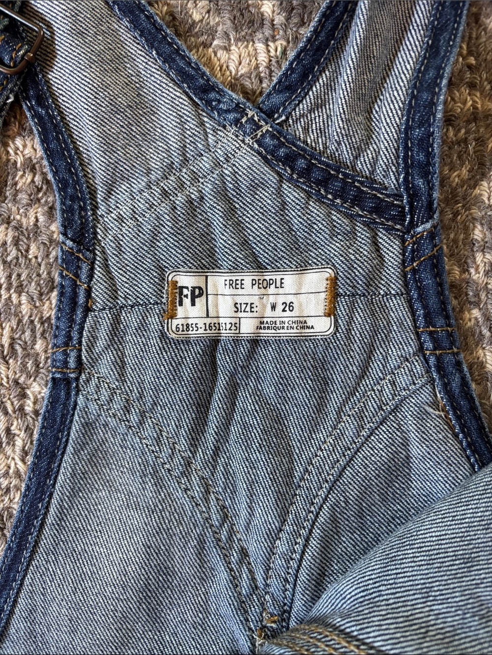 Free People Dark Wash Denim Overalls Size 26 - Picture 4 of 6